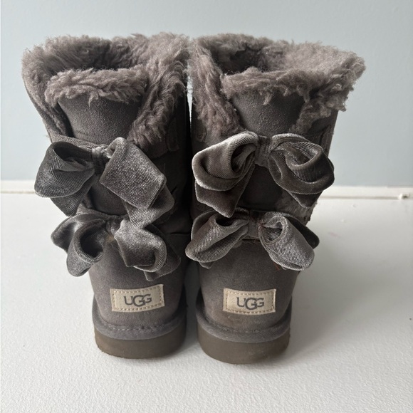 UGG Gray Velvet Bailey Bow Boots - Picture 1 of 5